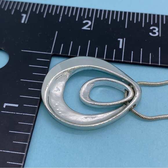 Silvertone Double Tear Drop Pendant - Picture 3 of 7